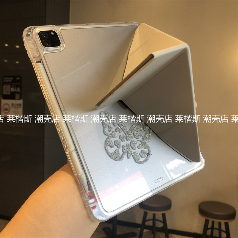可爱闪粉蝴蝶3+Y折带笔槽苹果ipad11保护套10代10.9防弯2025适用Pro11寸10.2亚克力a2696硬壳迷你56防弯789代