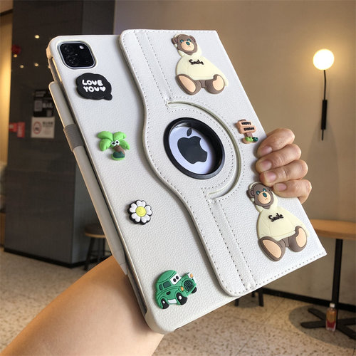 2026新款立体小熊平板保护套适用苹果ipad11代360旋转皮套Air8/7/6卡通Pro11寸带笔套mini4硬壳789代防摔10.2