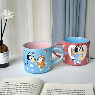 可爱卡通布鲁伊陶瓷马克杯儿童动画片周边Bluey牛奶咖啡杯爱心杯