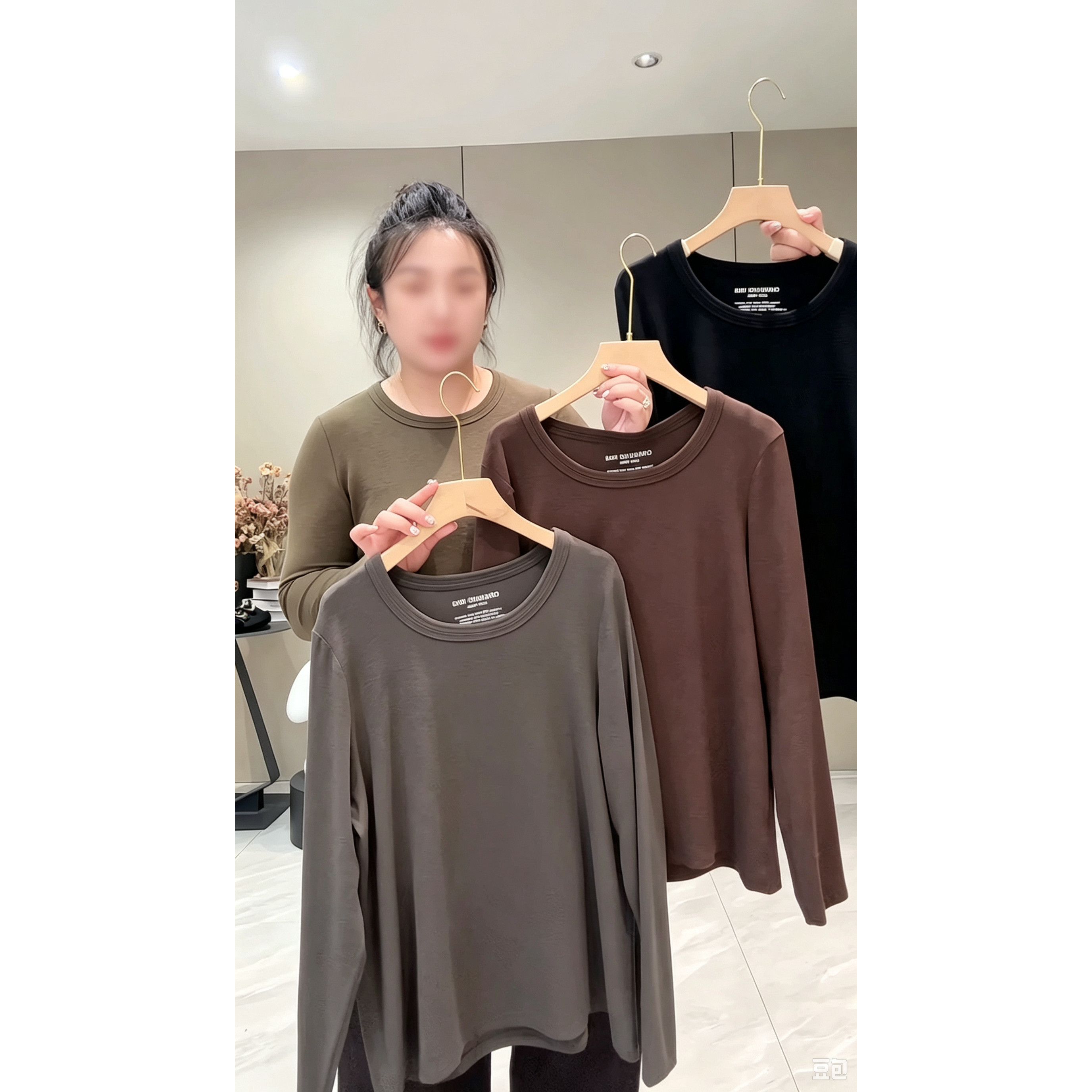 2026秋季圆领长袖T恤女大码胖mm弹力舒适纯色百搭打底衫上衣潮t恤