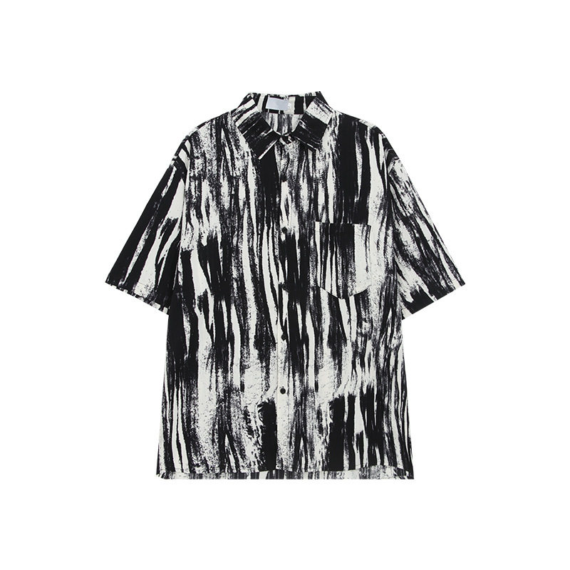 古着感格子衬衫男2026年新款大码休闲日系港味复古短袖衬衣夏季