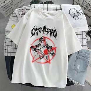 嘻哈卡通t恤男女T恤短袖 字母休闲风宽松骷髅短袖 2026新款 情侣夏季