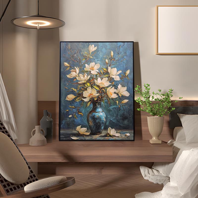 晶瓷装饰画家庭世界名画复刻栀子花挂画轻奢客厅装饰画花卉艺术图片