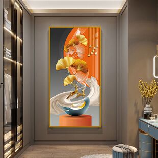 现代长方形竖高装饰画玄关装饰画长条2023高端玄关画走廊装饰挂画