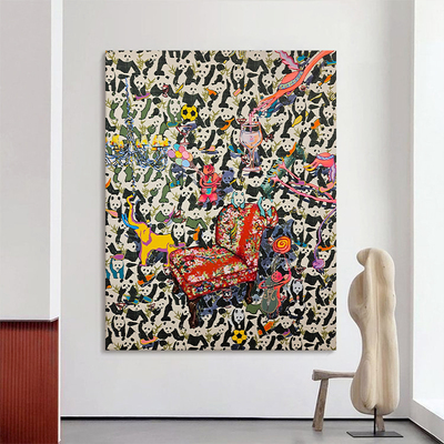 卡通艺术国宝熊猫肌理画