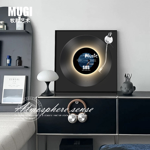 定制DIY发光黑胶唱片摆件摆画音乐装饰画电视柜背景卧室桌面挂画