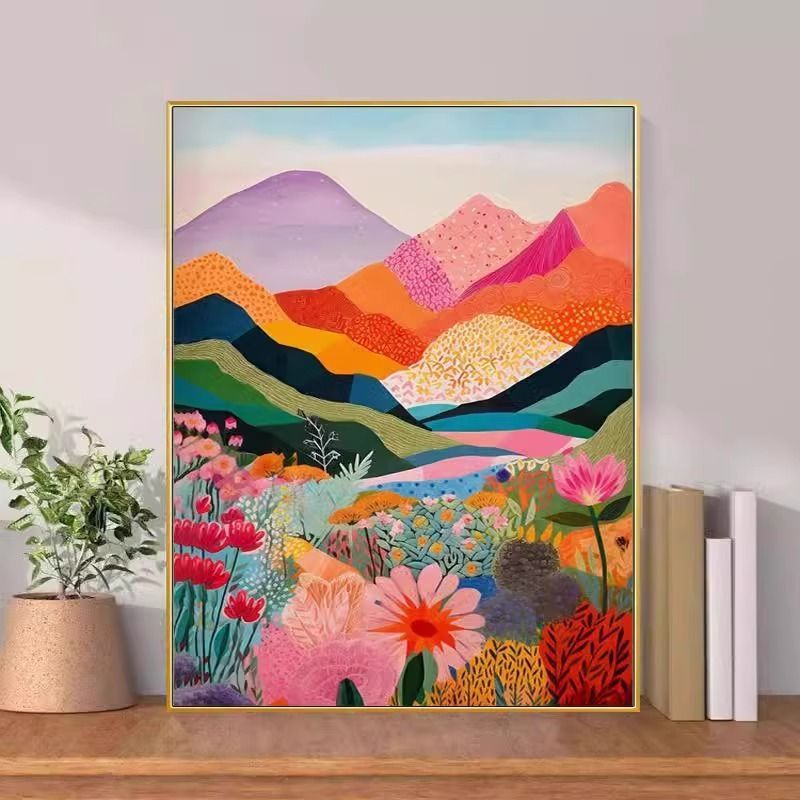 多巴胺彩色高山花客厅装饰画马蒂斯抽象餐厅壁画玄关走廊过道挂画图片