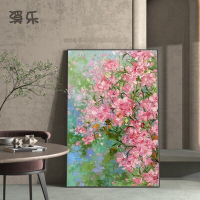 溪乐奶油风粉色桃花装饰