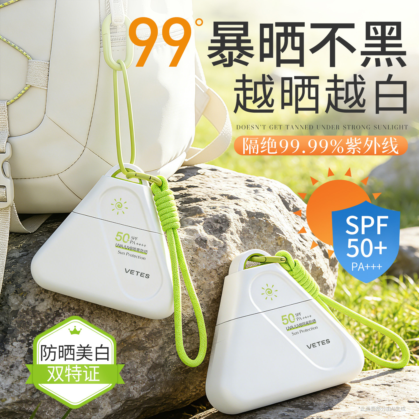 377美白防晒霜50+倍防紫外线身体隔离乳男女生军训正品官方旗舰店