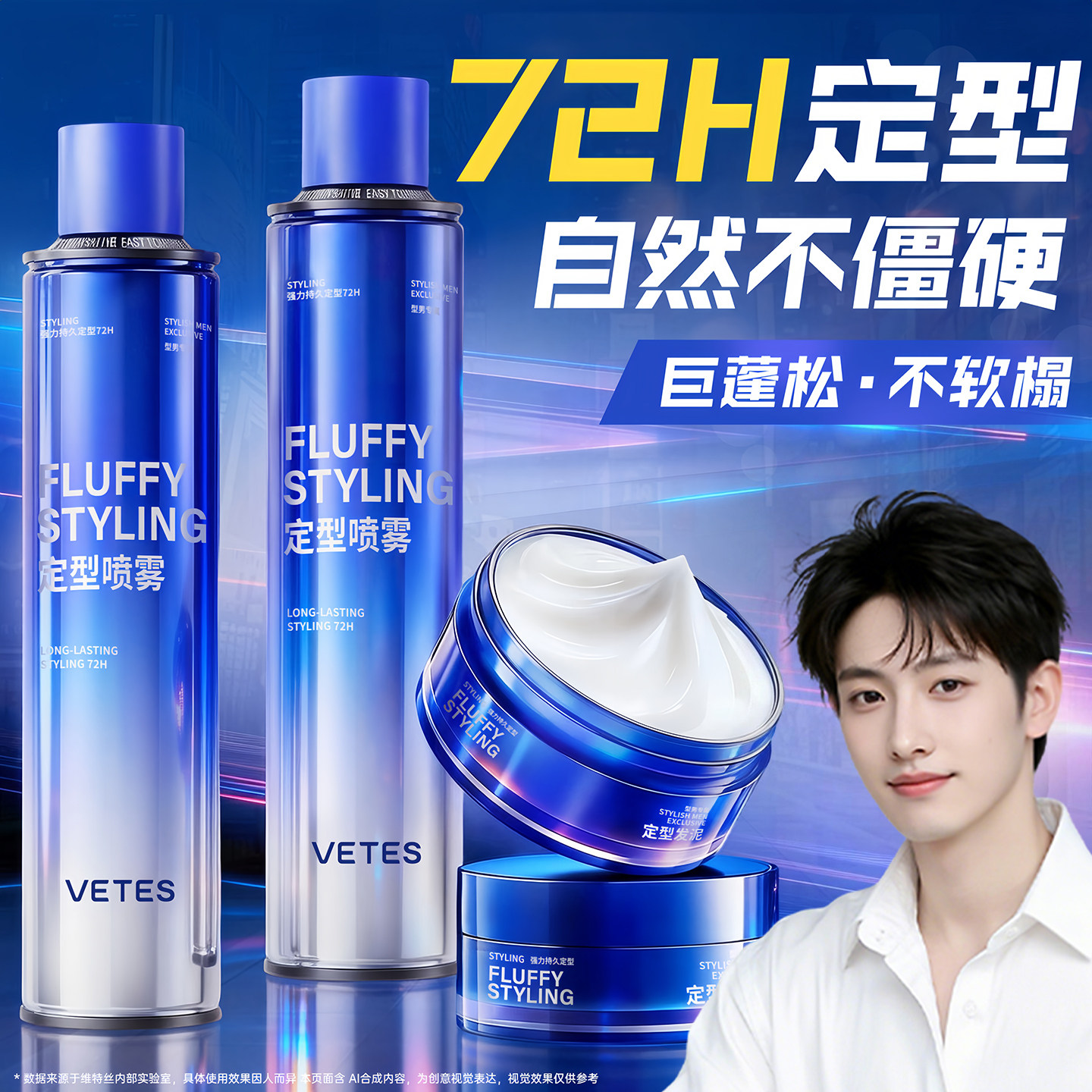 发胶定型喷雾男士干胶头发持久自然蓬松清香保湿啫喱水膏发蜡发泥