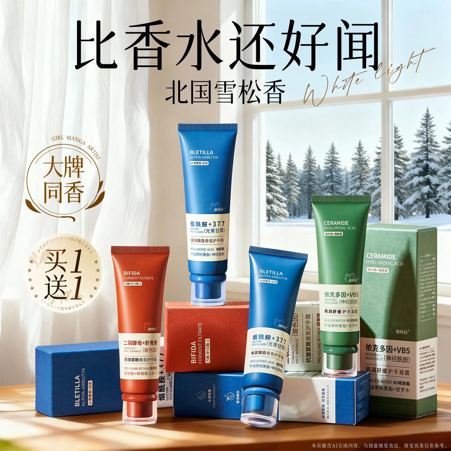 维特丝377护手霜美白保湿嫩白去手纹滋润补水防干裂男女正品官方