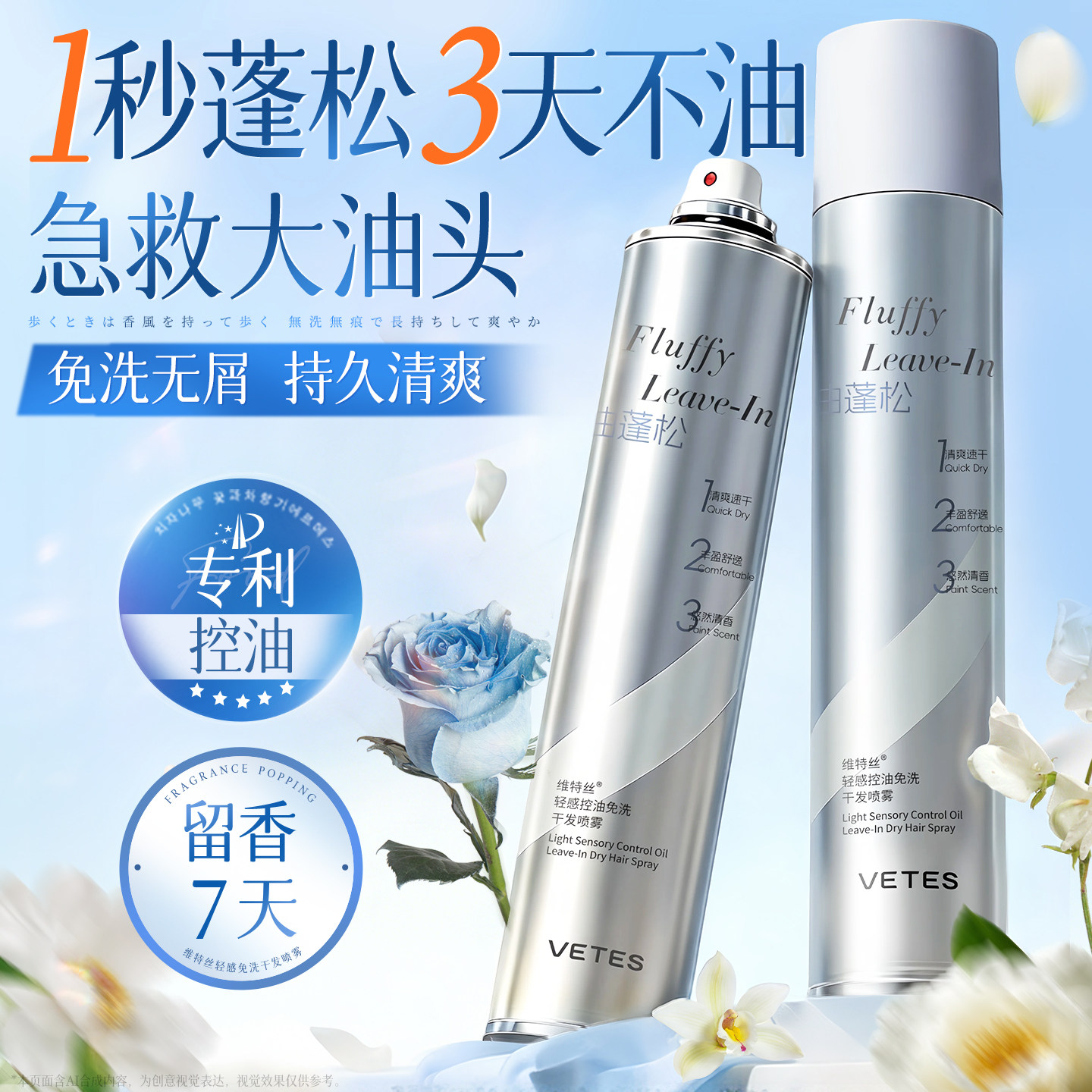 干发喷雾免洗发水头发去油控油蓬松神器男女士免洗头蓬蓬粉高颅顶,美发护发/假发,洗发水,淘宝优惠券,粉丝福利购,淘宝优惠卷