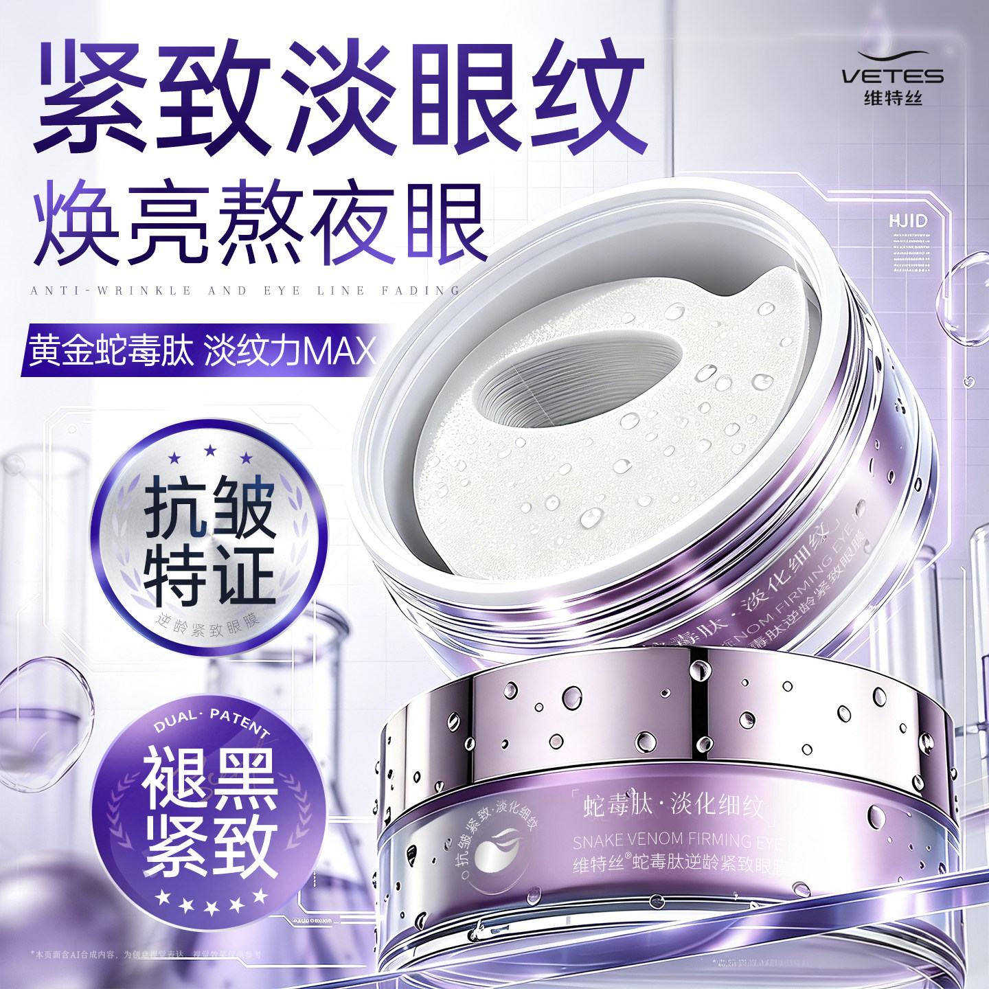 维特丝蛇毒眼膜抗皱紧致衰老细纹眼贴膜眼袋神器皱纹黑眼圈去淡化