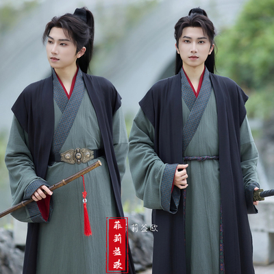 汉服套装男宋制交领直裾袍传统服装复原款交领长衫公子侠客中国风