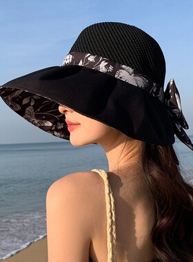 镂空透气大沿遮阳帽女夏