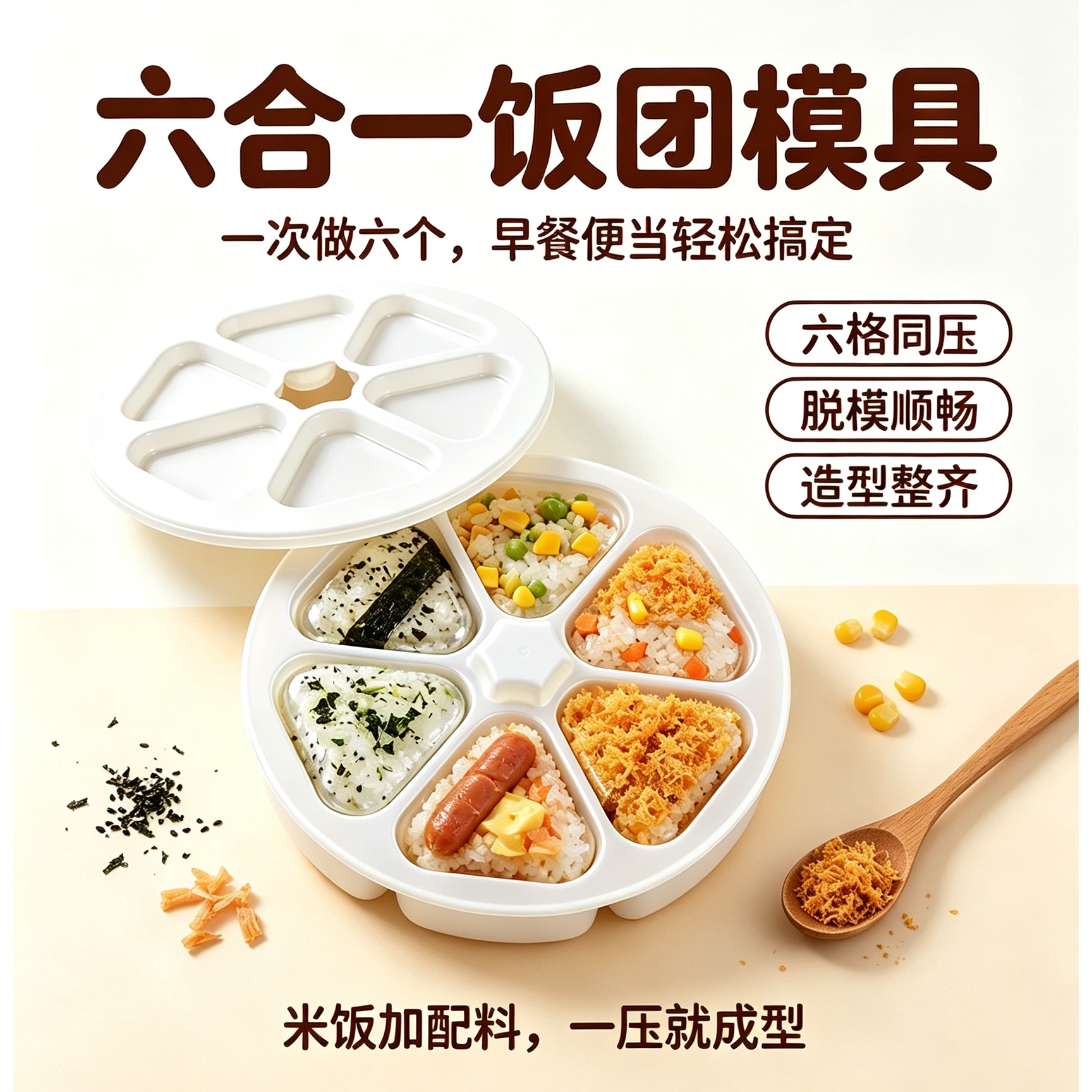 日式6格三角饭团模具食品级图片