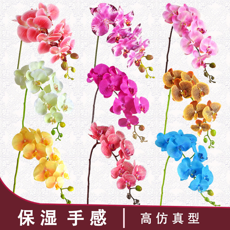 过胶保湿手感蝴蝶兰仿真花单支花客厅家居装饰花酒店婚庆插花假花