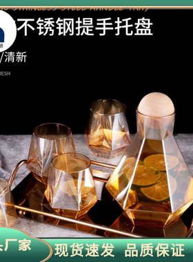 Nordic Ins Glass Storage Tray Gold Tray Simple Jewelry Cosme