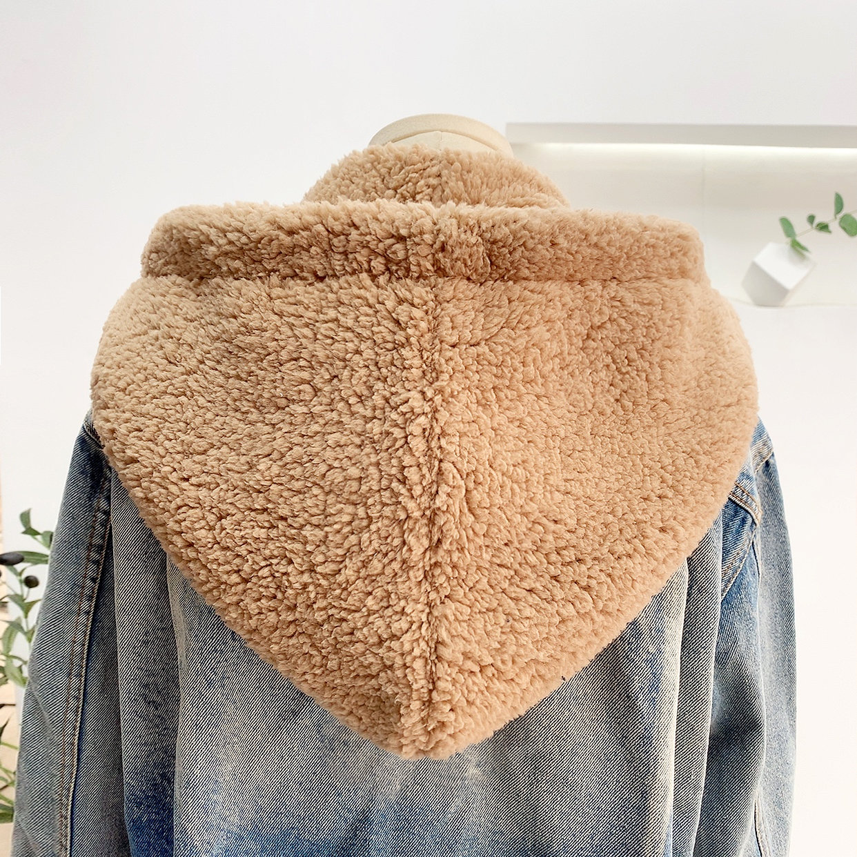 假卫衣帽羊羔绒可拆卸帽子