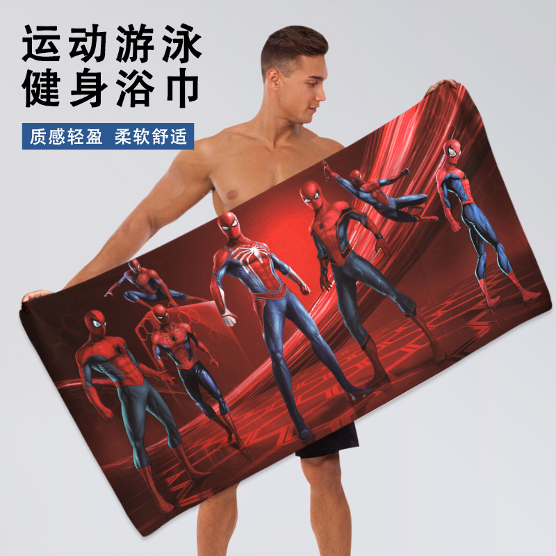 卡通动漫浴巾新款男女速干游泳洗澡吸水浴巾披巾裹巾运动擦汗毛巾