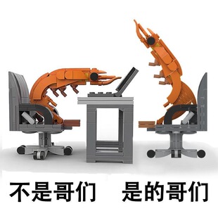 不是哥们在虾忙啥网红玩具恶搞礼物 拼插摆国产积木零件moc小颗粒