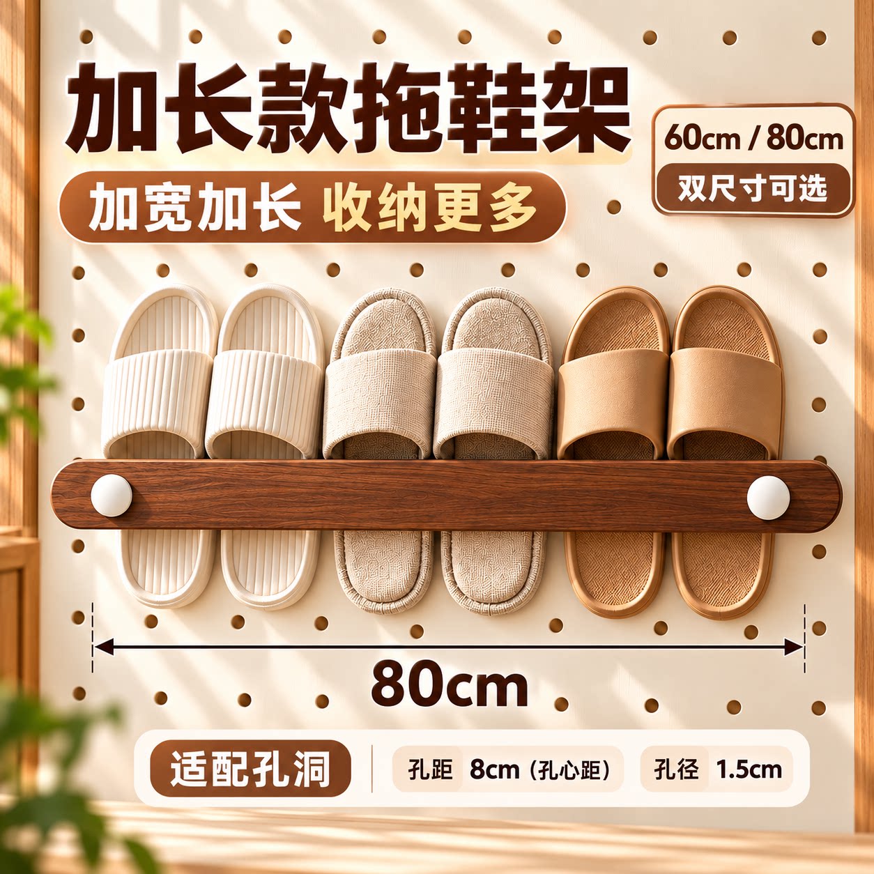实木洞洞板配件通用木棍收纳置物架拖鞋架专用圆孔挂钩火柴棍子