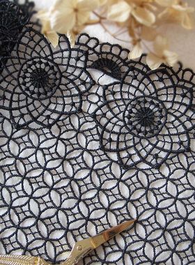 凌儿外贸蕾丝花边辅料619黑色水溶牛奶丝头饰服装手工布料双12优