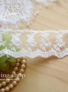新款欧式蕾丝花边辅料396白色棉线网纱刺绣手工沙发衣服装饰窗帘