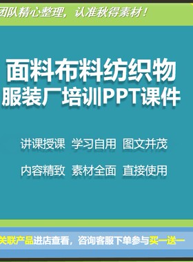 面料布料纺织物服装厂培训课件PPT面料知识窗帘纺织服装沙发针织