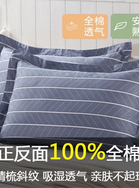 纯棉枕套一对装100全棉枕头套48x74cm加厚成人家用大号双人枕芯套