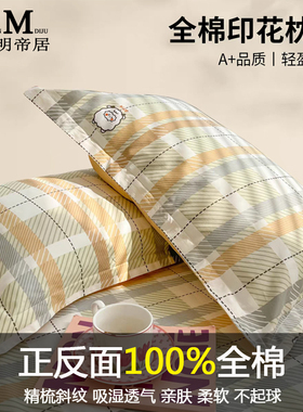 纯棉枕套一对装100全棉枕头套48x74cm加厚成人家用大号双人枕芯套