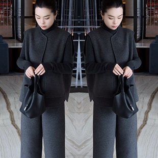 马甲阔腿裤 网红简约高级感休闲气质轻奢女装 时髦灰色三件套打底衫