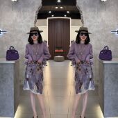 衬衫 网红爆款 女神范轻奢紫色纯欲减龄长袖 新款 搭配设计感短裙 夏季