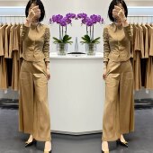 上衣搭配阔腿裤 卡其色显瘦衬衫 新款 高端大气时髦休闲气质穿搭春季