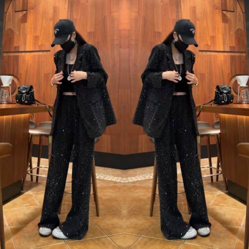 重工亮片西服两件套外套阔腿裤