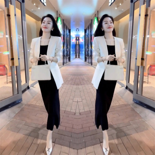 同款 轻奢风网红时尚 套装 气质西装 连衣裙女 2024年春季 外套长款 新款