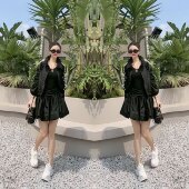 防晒外套搭配花苞短裙 新款 网红爆款 休闲高级时髦洋气简约条纹春季