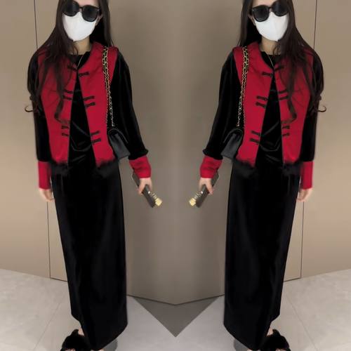 国风洋气毛毛边无袖盘扣马甲小衫