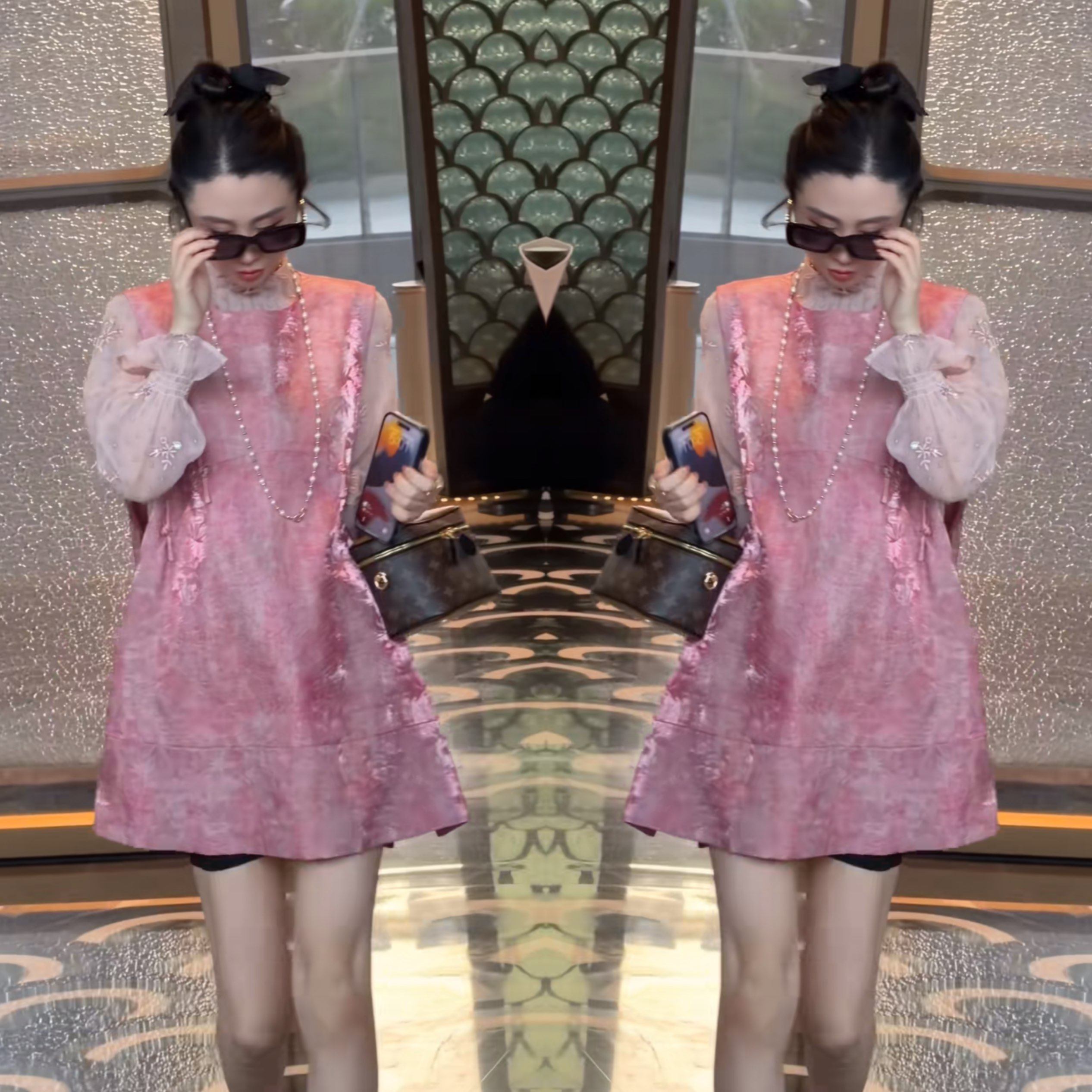 复古新年战袍时髦洋气粉色减龄洋气显瘦春季新款提花马甲裙打底衫,女装/女士精品,上衣,淘宝优惠券,粉丝福利购,淘宝优惠卷