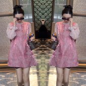 提花马甲裙打底衫 复古新年战袍时髦洋气粉色减龄洋气显瘦春季 新款