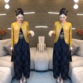 提花设计感外套 复古国风优雅贵气精致黄色短款 抖音网红爆款 新中式