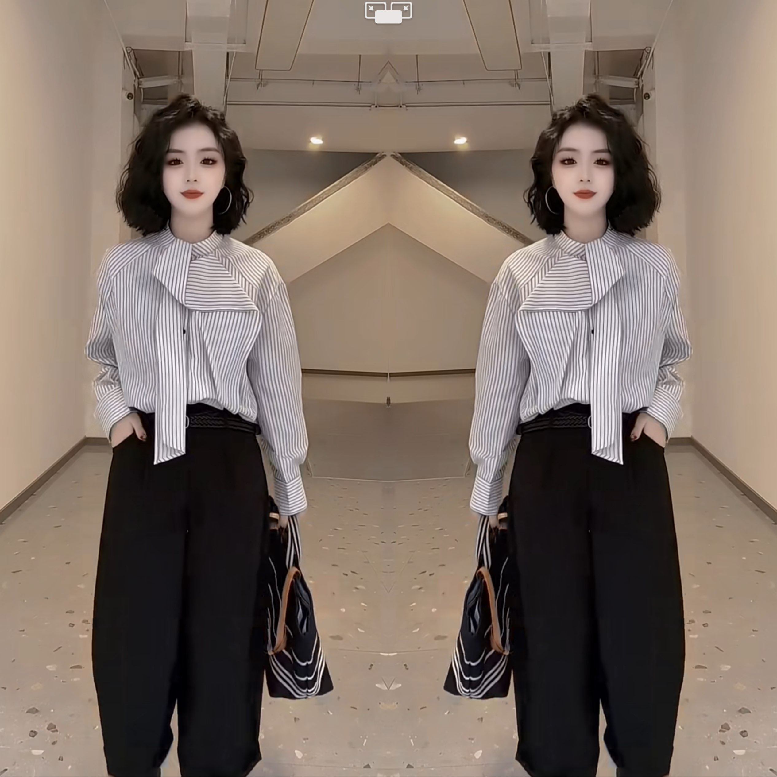 网红爆款高级感洋气减龄韩版轻奢条纹长袖修身遮肉女士显瘦衬衫潮,女装/女士精品,上衣,淘宝优惠券,粉丝福利购,淘宝优惠卷