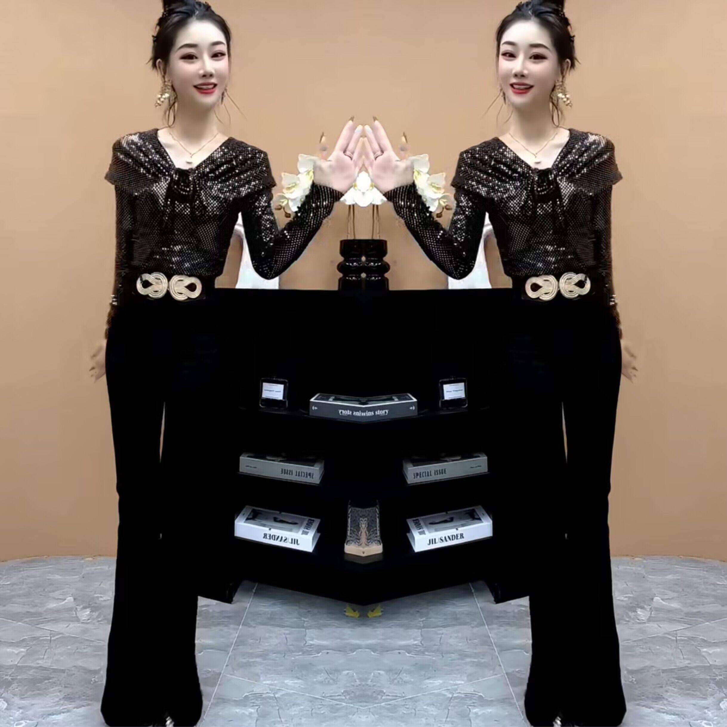 欧洲站气质时尚秋季新款2024爆款亮晶晶设计精致时尚长袖修身小衫,女装/女士精品,T恤,淘宝优惠券,粉丝福利购,淘宝优惠卷