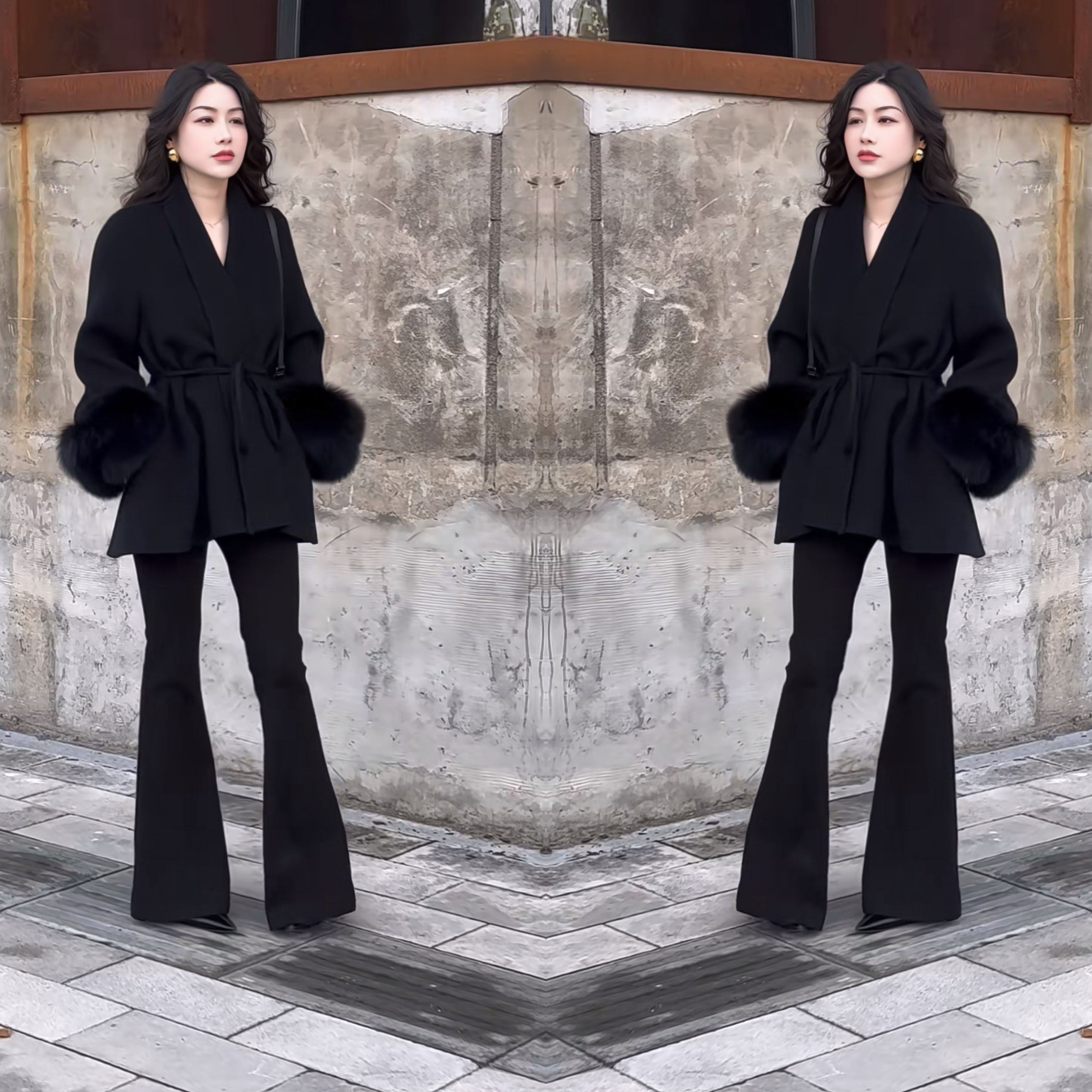 轻奢韩版女装毛呢气质黑色显瘦洋气收腰毛毛袖春季新款女神范外套,女装/女士精品,上衣,淘宝优惠券,粉丝福利购,淘宝优惠卷