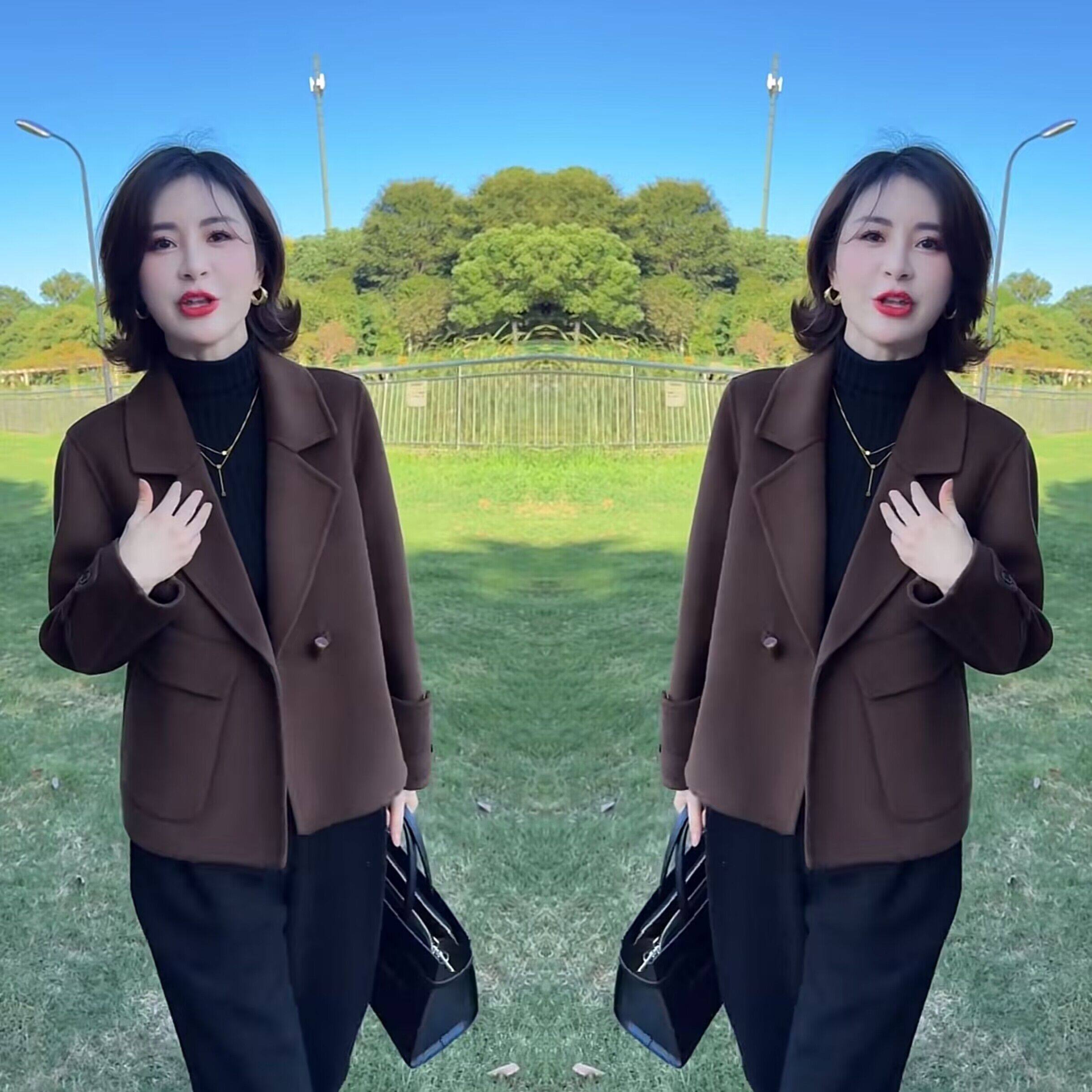 优雅高端大气减龄时髦女神范毛呢秋冬西装领短款百搭净版女士外套,女装/女士精品,短外套,淘宝优惠券,粉丝福利购,淘宝优惠卷