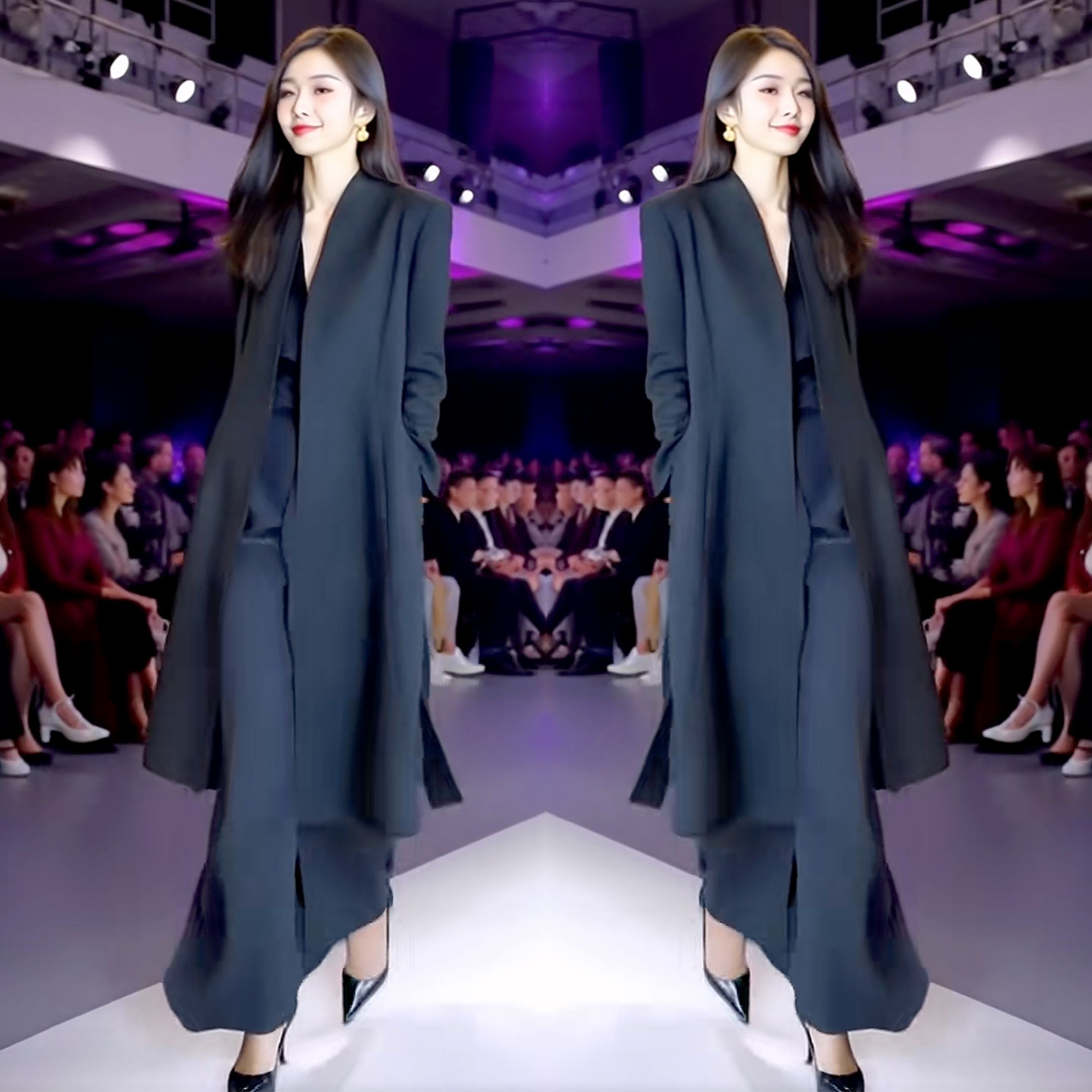 百搭御姐范长款遮肉女士风衣外套