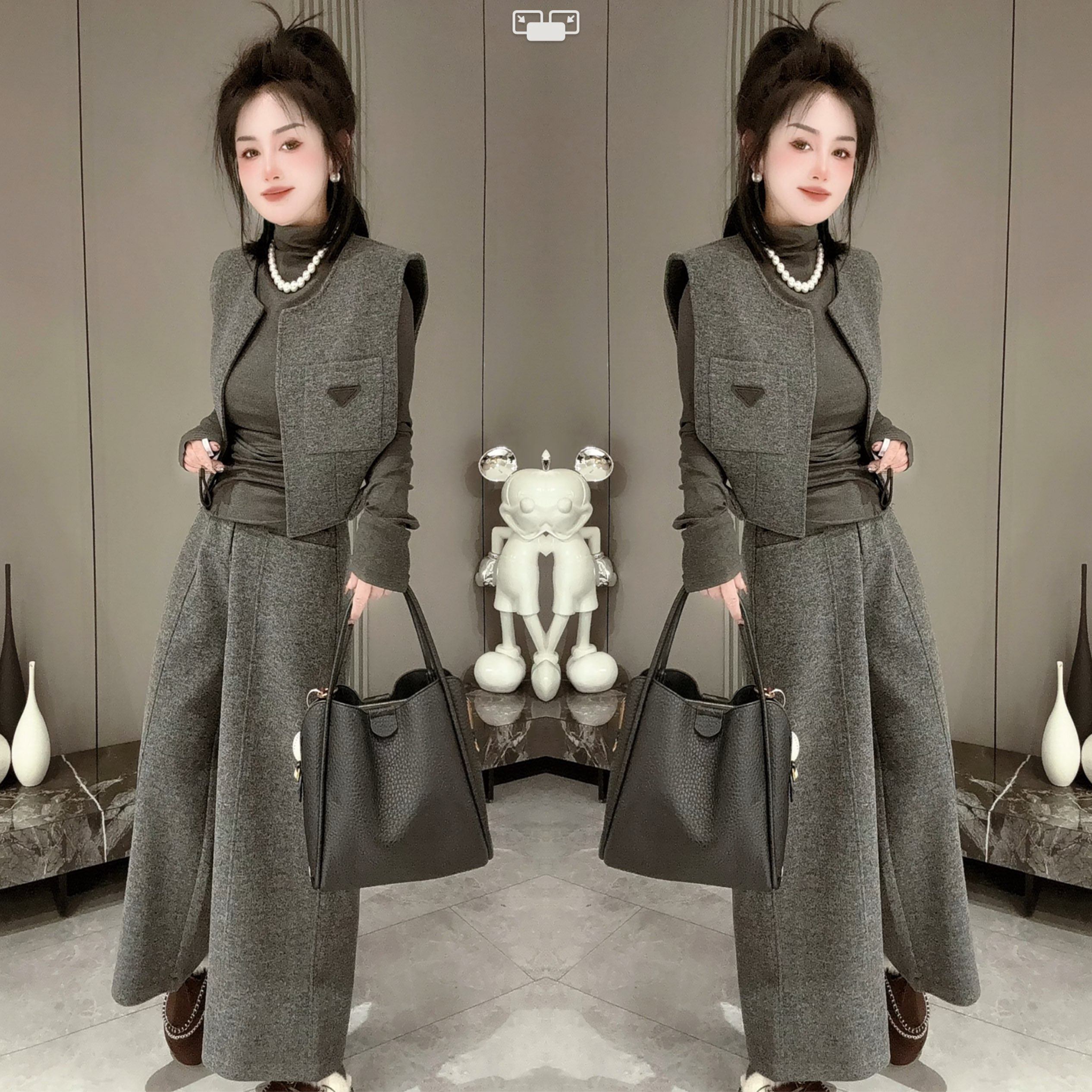 时尚极简风洋气高级感爆款减龄气质时髦轻奢三件套打底衫马甲裤子,女装/女士精品,上衣,淘宝优惠券,粉丝福利购,淘宝优惠卷