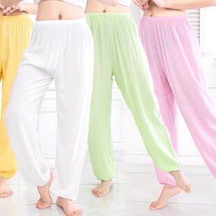女士灯笼裤棉绸长裤男士太极裤夏人造棉女裤薄款睡裤练功裤女舞蹈