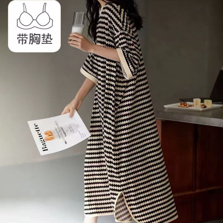 南极人带胸垫睡裙女夏季质韩版宽松高级夏天薄款可外穿