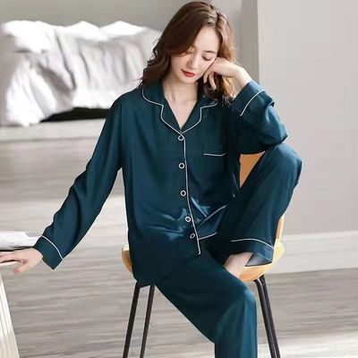 睡衣女春秋款冰丝长袖秋季女款2025年新款仿真丝绸秋冬